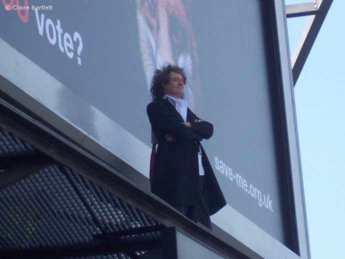 Brian May presents Save Me poster on Cromwell Road billboard