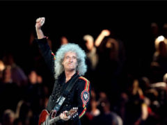 Brian May during London Olympics Closing Ceremony