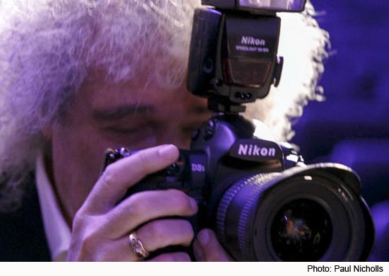 Brian May with photographer's Nikon
