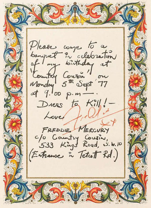 Invitation to Freddie's birthday 1977