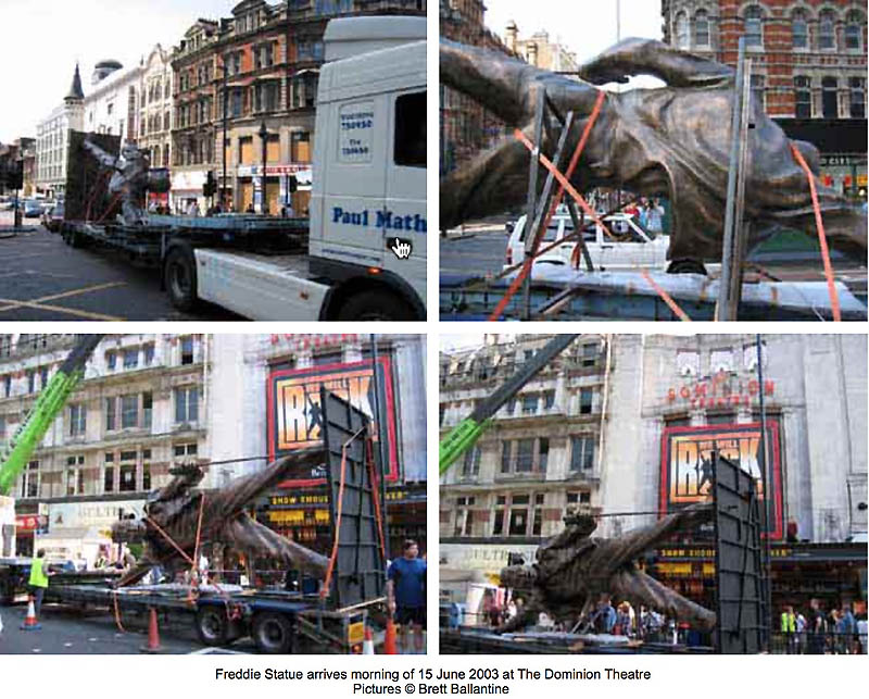 Freddie statue arrives at Dominion Theatre - 15 June 2003