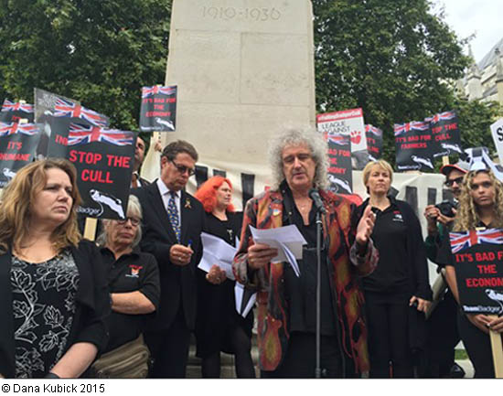 Brian gave speech at badger funeral demo, Westminster