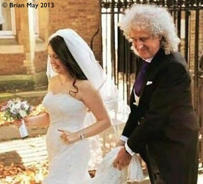 Emily May and Brian on way to her wedding 31 Aug 2013 © Brian May 2013