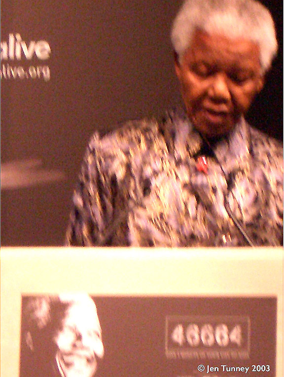 Nelson Mandela, 46664 launch, The Hilton Hotel, 21 October 2003