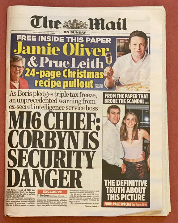 Daily Mail - Corbyn security danger"