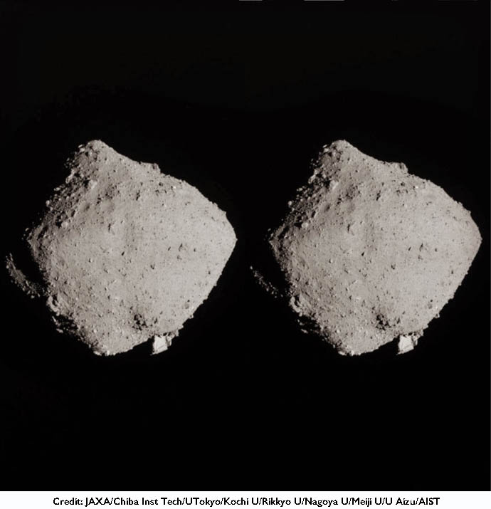 "Last look Asteroid Ruyugu collected by Hayabusa2 Mission - Credit: JAXA/Chiba Inst Tech/UTokyo/Kochi U/Rikkyo U/Nagoya U/Meiji U/U Aizu/AIST
