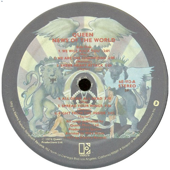 News Of The World 1977 USA - label