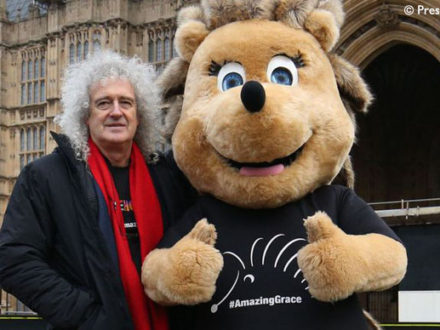 Brian May - Parliament Square - with Grace The Hedgehog