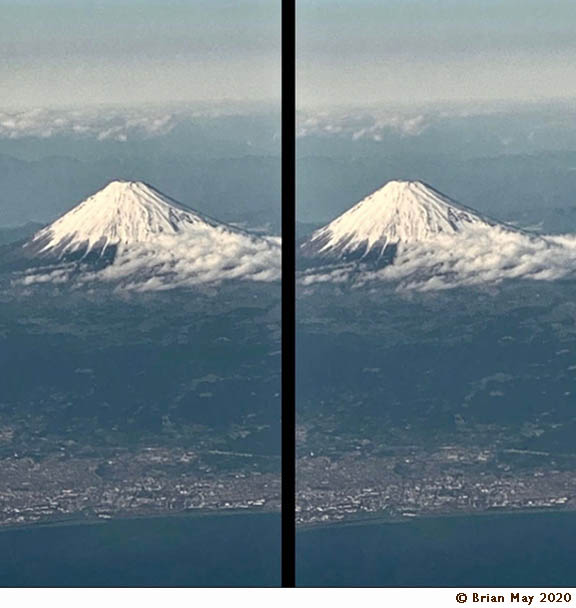 Mount Fuji from tthe air - cross-eyed