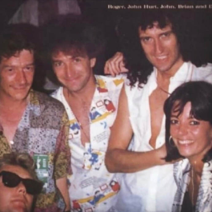 Roger, John Hurt, John Deacon, Bri and Dominique Beyrand