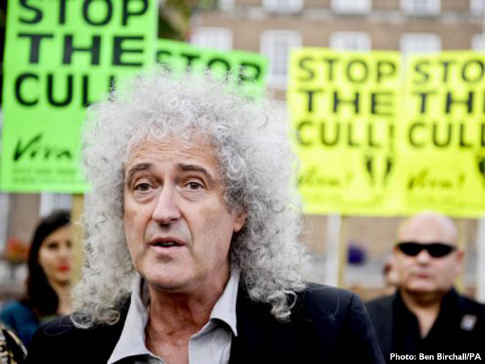 Brian May at a Badger Cull Rally - by Ben Birchall/PA