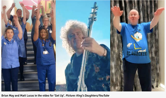 Brian May and Matt Lucas in video for 'Get Up'