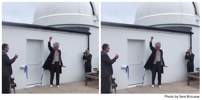 Brian May cutting ribbon at Sidmouth dome