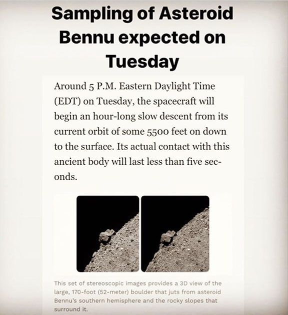 Sampling Asteroid Bennu News clip