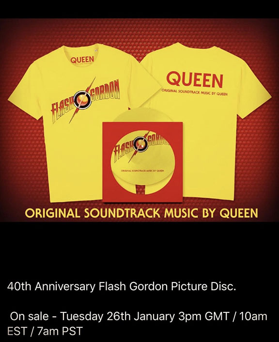 Flash Gordon 40th Anniversary tee shirt and picture disc
