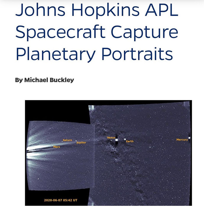 John Hopkins APL Sacecraft Capture Planetary Portraits - article