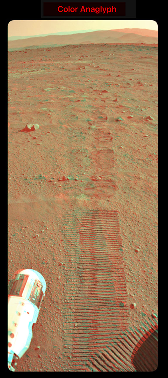 Curiosity Rover tracks - anaglyph