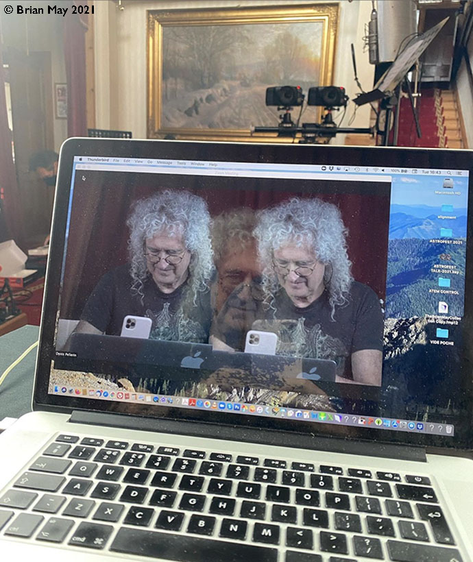 Brian on screen rehearsing for Astrofest