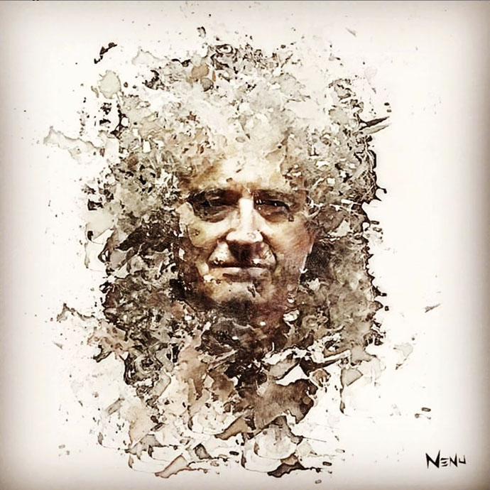 Brian May sepia portrait by NENU