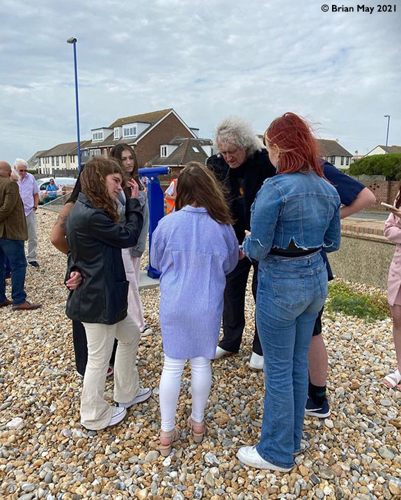 Brian with students - Selsey unvieiling
