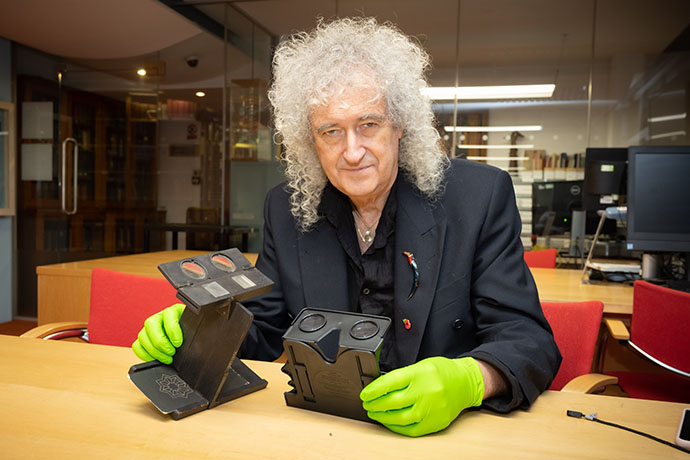 Brian with world's first stereoscope and modern OWL