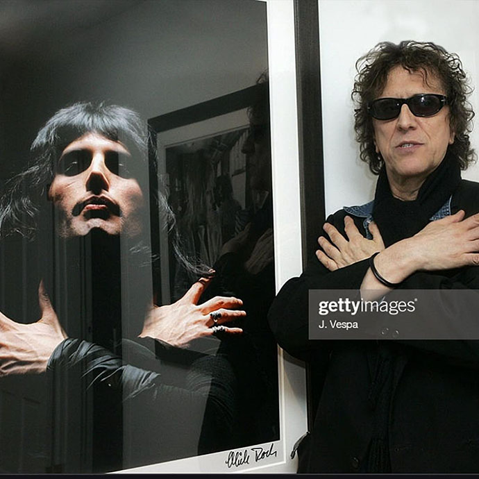 Mick Rock with Freddie photograph