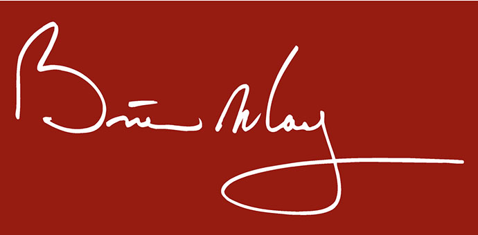 Brian's signature - white on red
