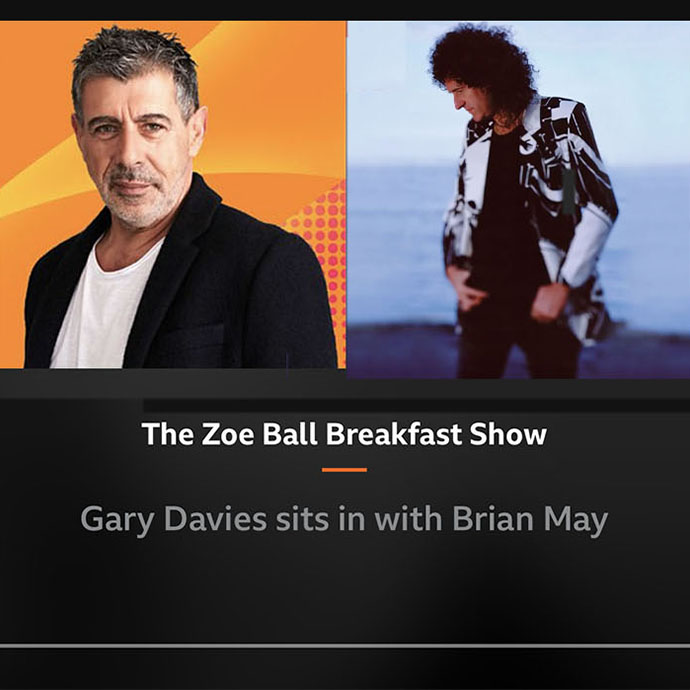 Brian May and Gary Davies BBC 2 Breakfas Show