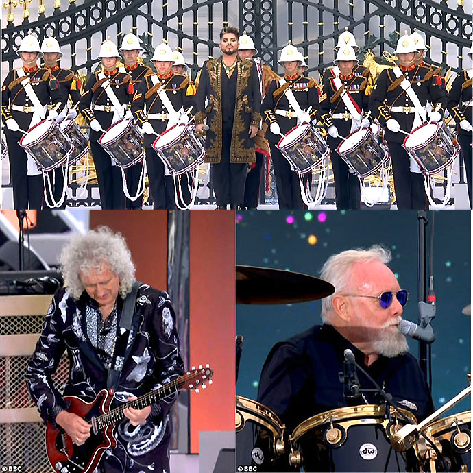 Adam and drummers + Brian May and Roger Taylor