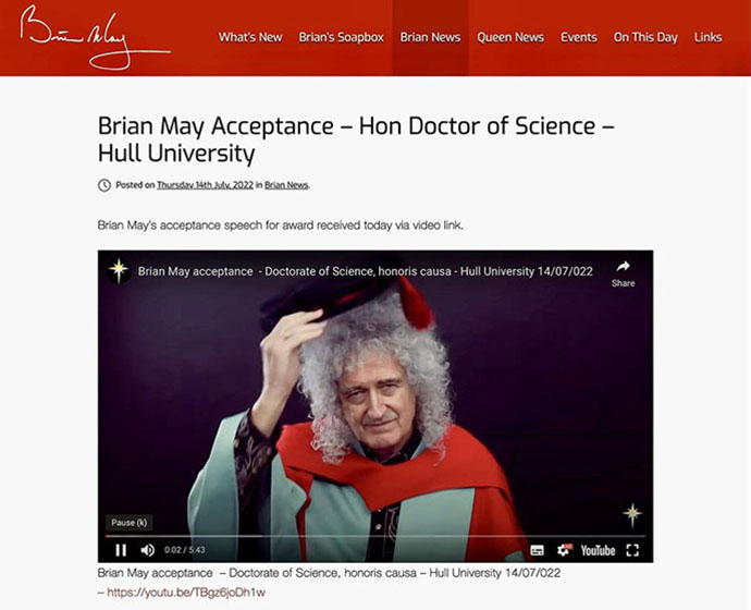 Brian May Acceptance on BrianMay.com