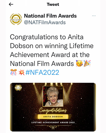 Anita Dobson Lifetime Achivement Award National Film Awards