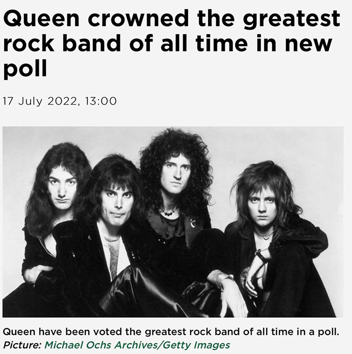Quen crowned greatest band of all time
