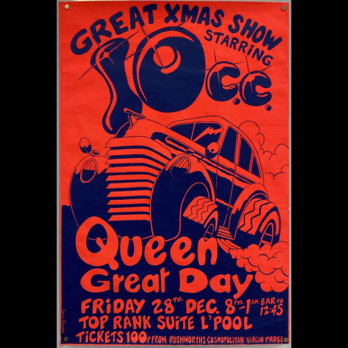 Queen and 10cc 1973 Liverpool poster
