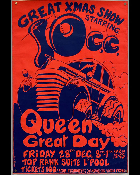 Queen and 10cc 1973 Liverpool poster