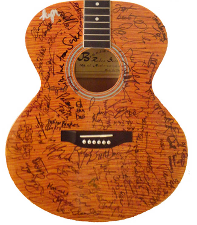 Guitar body showing signatures