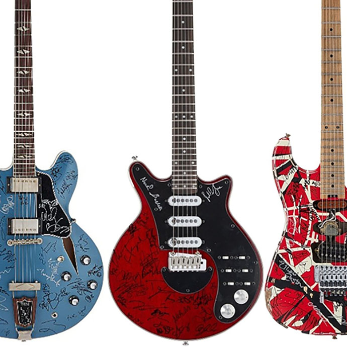 Signed guitars from Taylor Hawkins Tribute - image Julien's Auctions