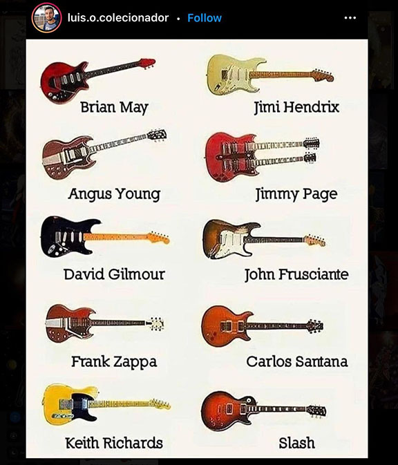 Red Special and famous guitars - poster