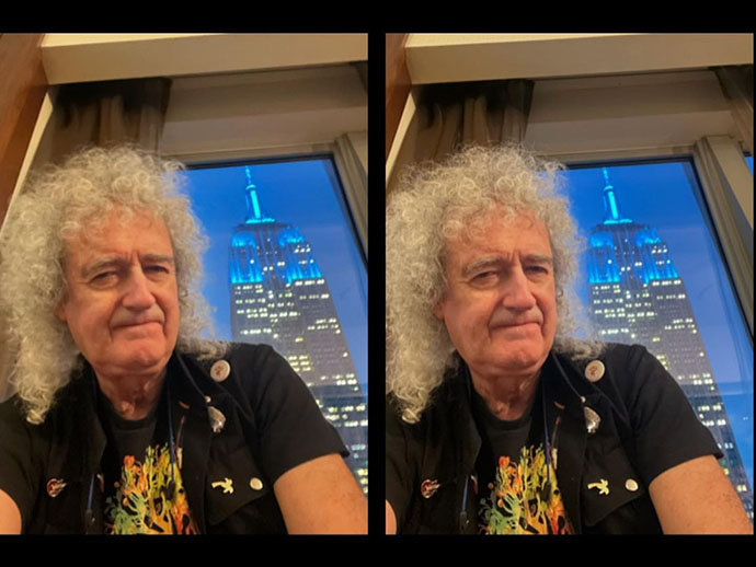 Brian May - Thankful to be again in the Big Apple  - cross-eyed