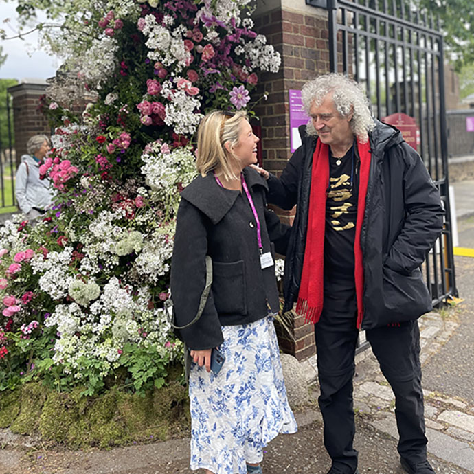 Brian May and Lucy Vail Floristy, Chelsea Flower Show 22/05/2023