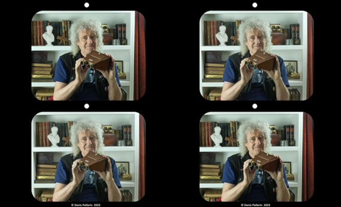 Brian May with stereo viewer - 3-D