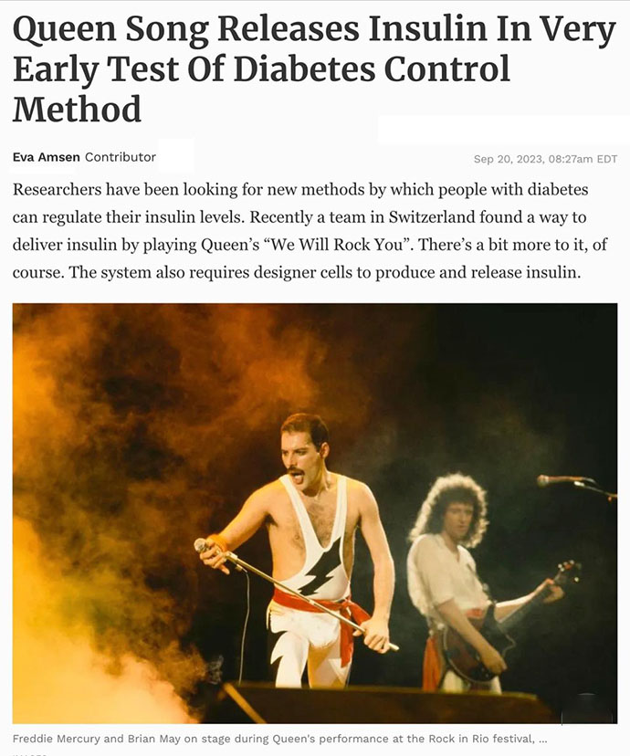 Queen song releases insulin - Forbes.com / GETTY