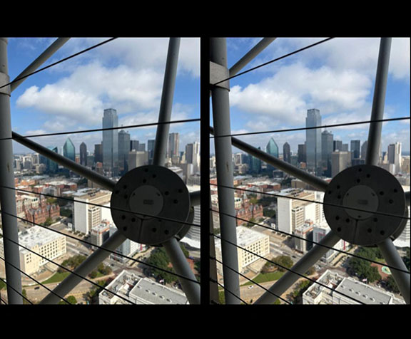 Dallas Reunion Tower view - Cross-eyed