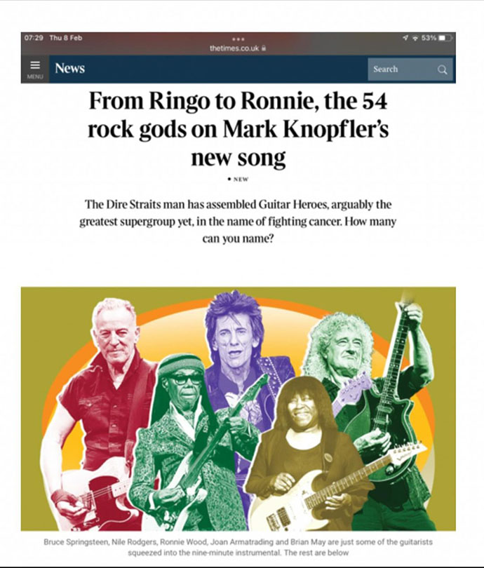 Mark Knopfler supergroup - The Times 8 February 2024