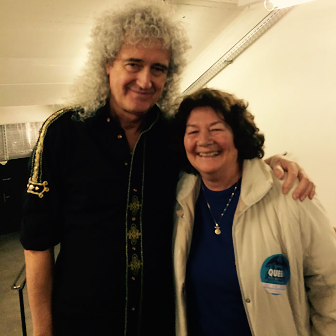 Brian May and Sylvia Jost. Zurich Hallenstadion, 19 Feb 2015