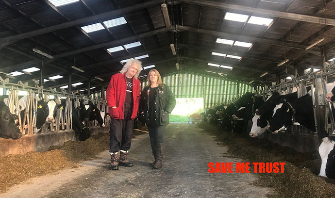 Brian May and Anne Brummer in cowshed