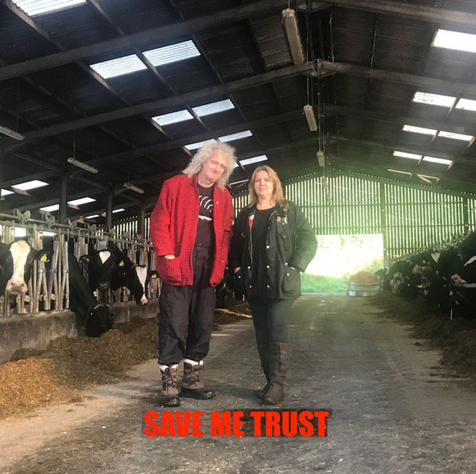 Brian May and Anne Brummer in cowshed