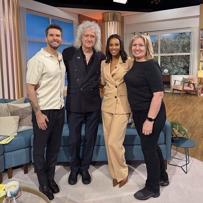 Brian May and Anne Brummer with ITV This Morning presenters Joel Dommett and Rochelle Humes - ITV