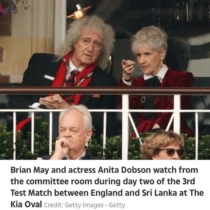 Brian May and Anita Donson - The Oval Cricket Ground © Getty