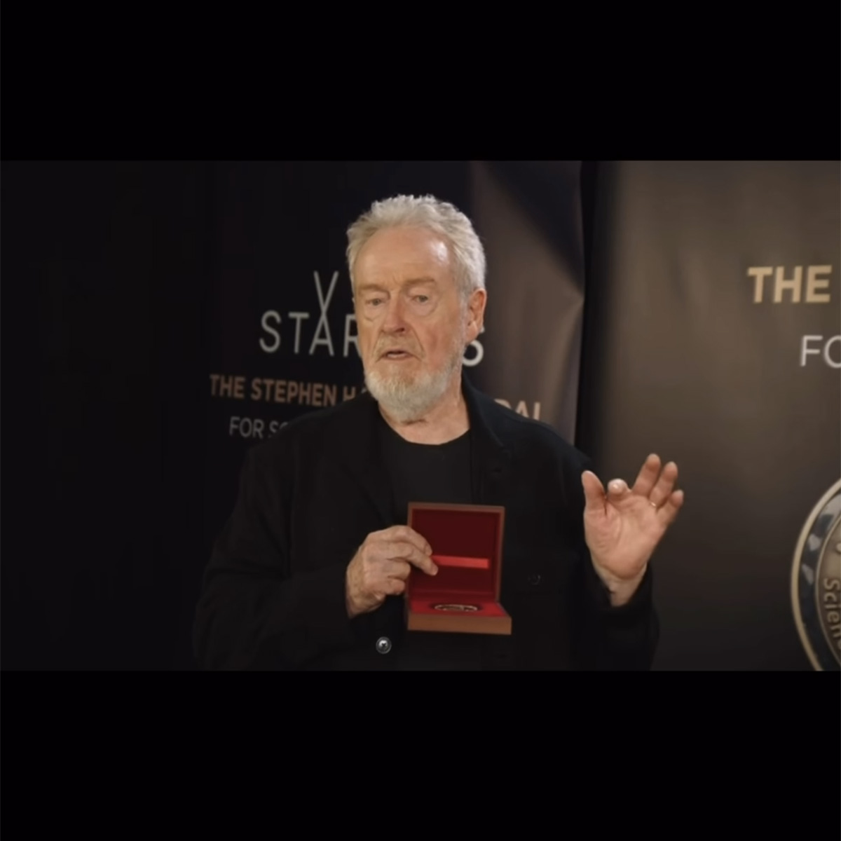 Brian May - presenting the 2026 Stephen Hawking medal to the great Ridley Scott