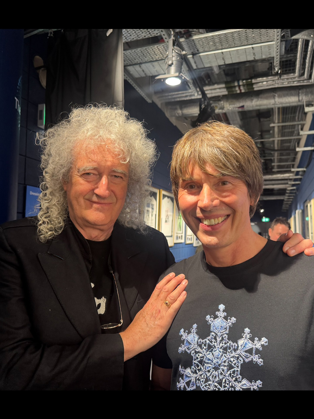 Sir Brian May and Prof Brian Cox at London's O2 Arena